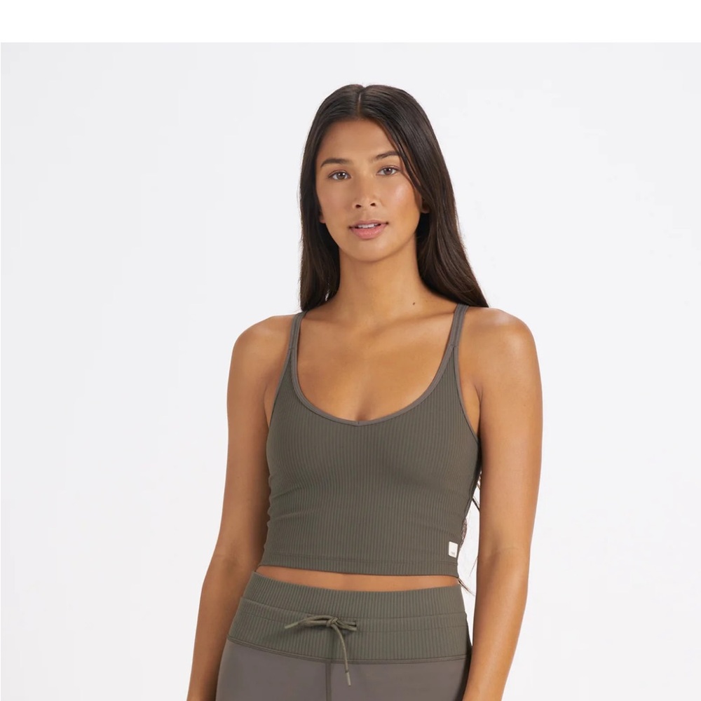 Olive Rib Crop Tank Top